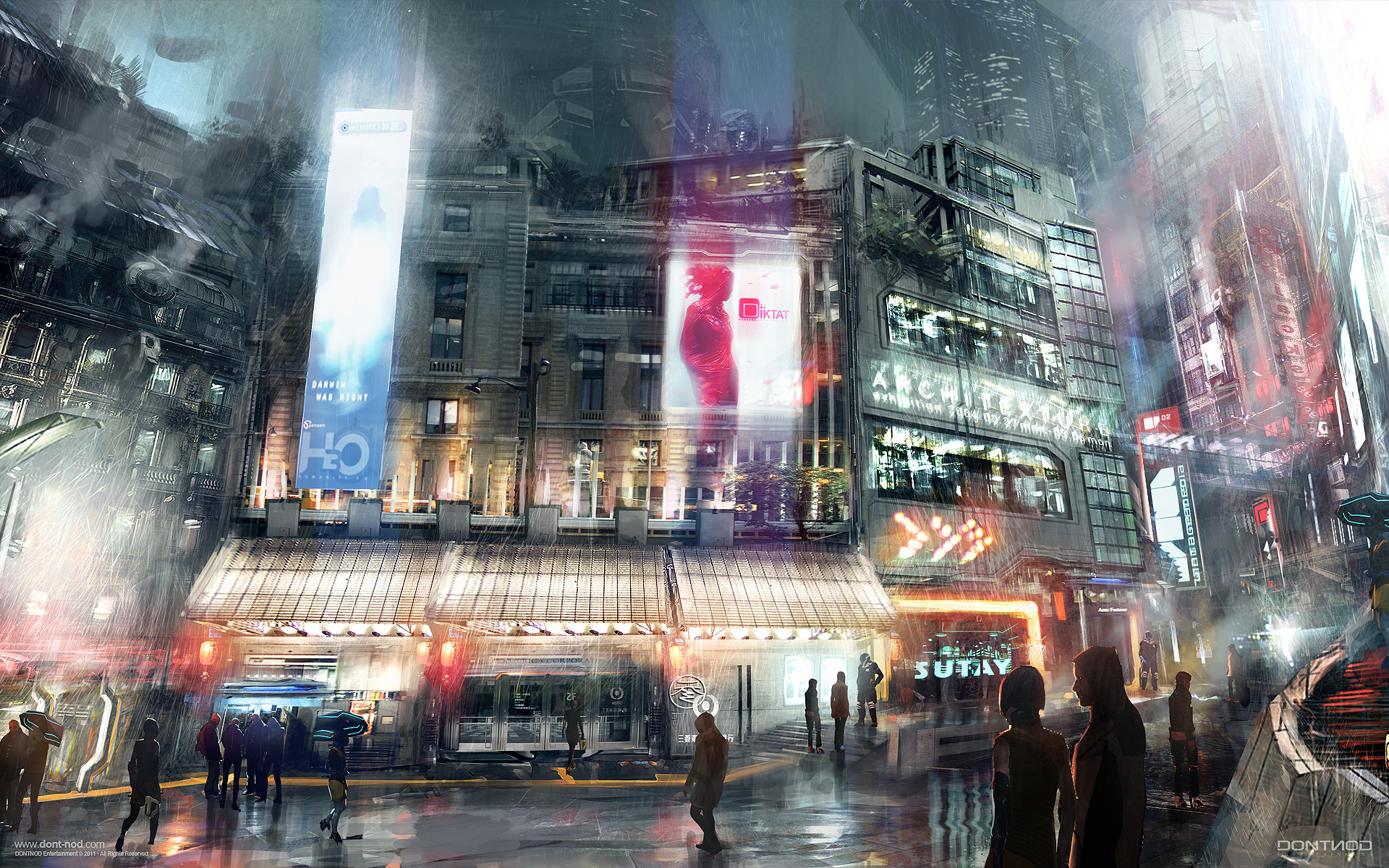 Cyberpunk city scene representing cross-site timing synchronization
